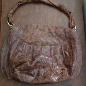 ZINA EVA glossy leather shoulder bag